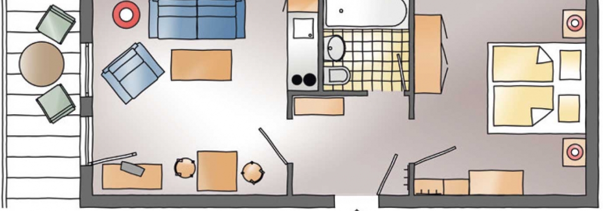 Grundriss Doppelzimmer im Hotel Rottaler Hof in Bad Birnbach